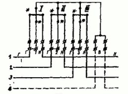Схема на директно свързване на трифазен измервателен уред за активна енергия