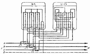 Schéma d'inclusion semi-indirecte d'un compteur d'énergie active triphasée à deux éléments dans un réseau à trois fils