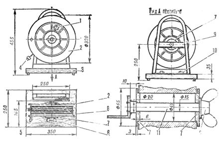 Rallonge portable: 1 connecteur. 2 rouleaux, 3 bases, 4 fiches, 5 poignées, 6 écrous à oreilles, 7 rondelles, 8 fils, 9 pieds, 10 vis et écrou M6, 11 axes.