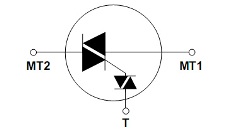 Triac tipa kvadracikls. Shematiska diagramma