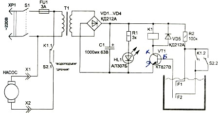 Circuito de controle da bomba de jardim