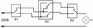 Interruptor de corredor com três interruptores