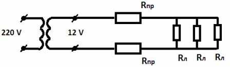 Circuit équivalent du réseau d'éclairage 12 V