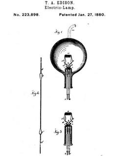 Brevet Thomas A. Edison pour une lampe électrique