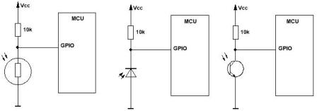 Esquemas para conectar fotossensores a um microcontrolador