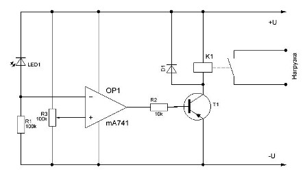 Фоторелейна схема с фотодиод