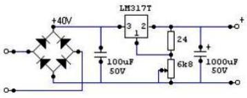 Circuit d'alimentation sur la puce LM317