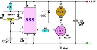 Schemat PWM - kontroler na zegarze 555