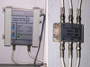 Amplificateur (gauche) et séparateur (droite) du signal TV