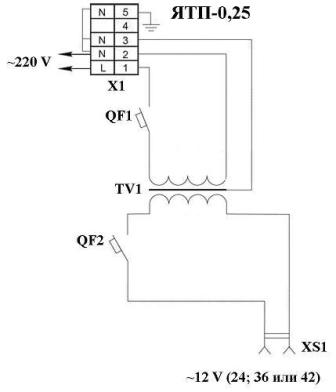 Shēmas elektriskā ķēde YATP-0,25