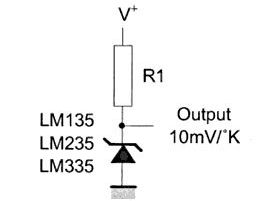 Typowy schemat połączeń czujnika LM335