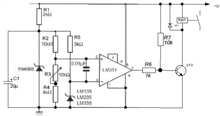 Schemat podłączenia czujnika LM335