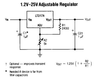 Circuit de commutation typique du stabilisateur réglable LT317A