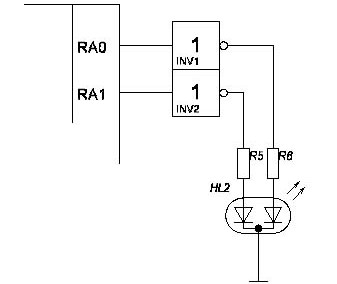 Diagrama de conexão LED de duas cores