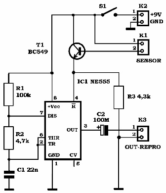 Diagrama de vazamento do temporizador 555