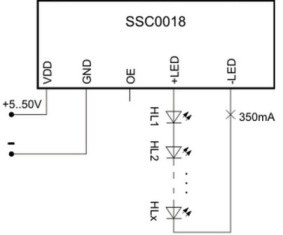 Sērijas virknes jauda caur stabilizatoru SSC0018