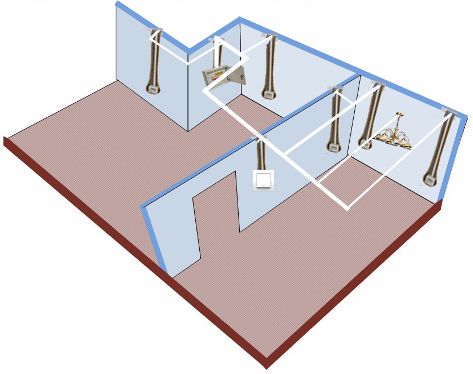 Une variante du schéma de câblage à l'intérieur du plafond