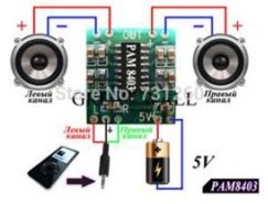 D klases divkanālu audio pastiprinātājs ar 3W / kanālu