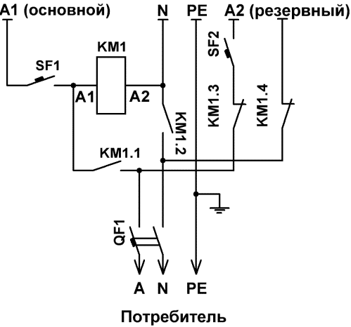 Модифицирана верига ABP на един контактор