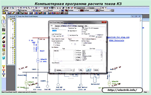 Program komputerowy do obliczania prądów zwarciowych