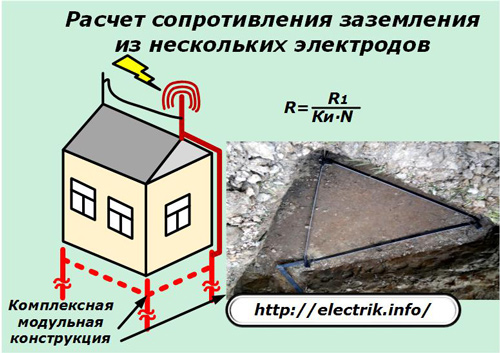 Výpočet uzemňovacího odporu z několika elektrod