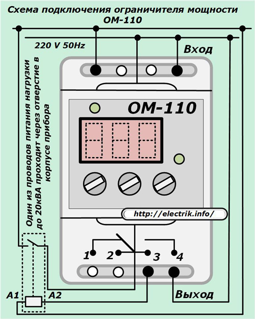 Schéma de raccordement du limiteur de puissance OM-110