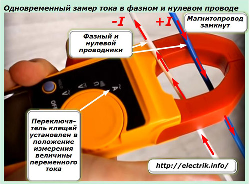 Současné měření proudu ve fázových a neutrálních vodičích