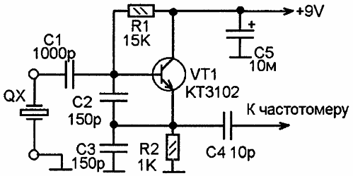 Sonda testowa rezonatora kwarcowego