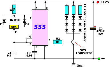 Circuito mais não ofuscante para tiras de LED