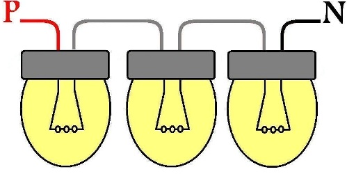 Připojení řady lamp