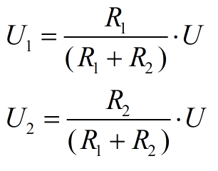 Formules pour trouver des valeurs de tension sur chacune des résistances du diviseur