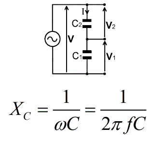 Diviseur de tension à deux condensateurs