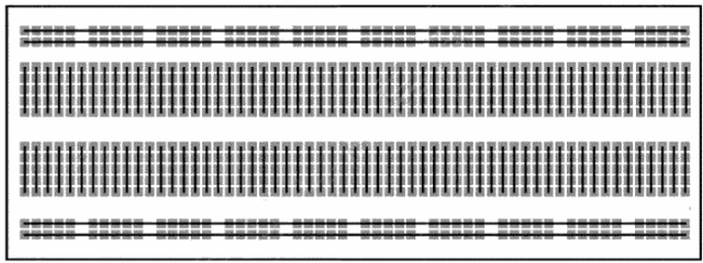 Layout de faixas em uma placa de ensaio sem solda