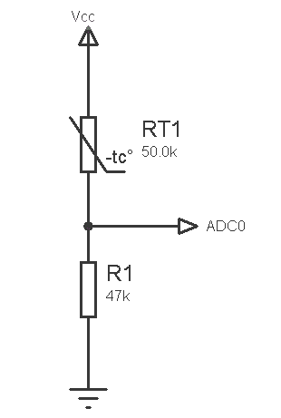 Le schéma de connexion le plus simple pour une thermistance