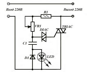 Schéma d'un régulateur de puissance triac