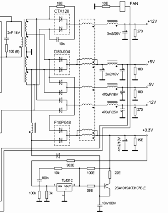 Parte do diagrama do circuito da fonte de alimentação