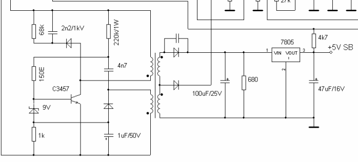 Parte do diagrama do circuito da fonte de alimentação