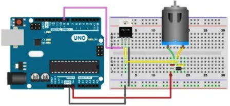 Arduino līdzstrāvas motora savienojuma diagramma