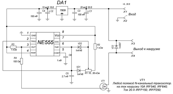 Esquema do controlador PWM no NE555