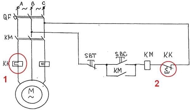 Diagrama de conexão do relé térmico