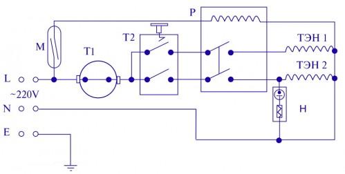 Diagrama de circuito típico aquecedor de água instantâneo