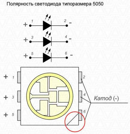 LED polarité taille 5050