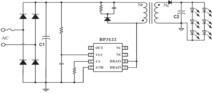 Schemat drogiej lampy LED