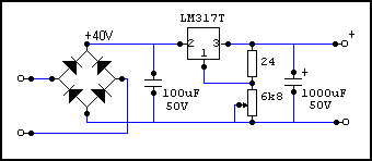 Barošanas avots ar regulējamu lineāru stabilizatoru LM317