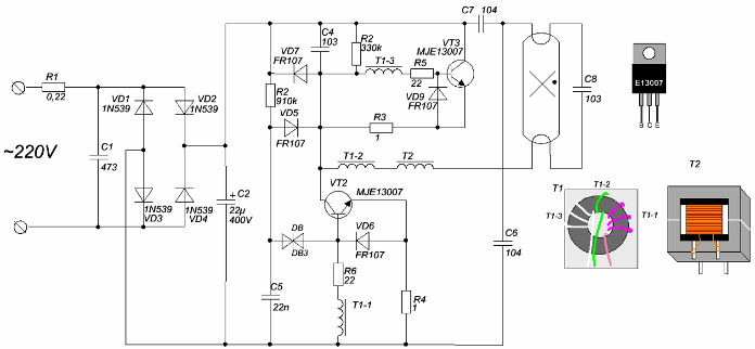 Elektroniski balasti luminiscences spuldžu ieslēgšanai