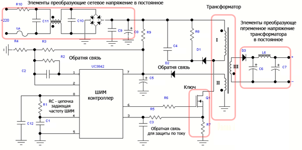 Circuit d'alimentation simple sur l'UC3842