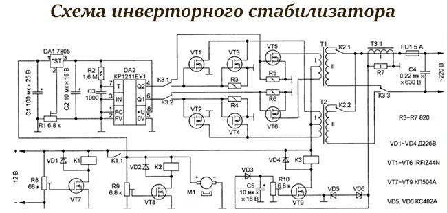 Схема на стабилизатор на инверторното напрежение