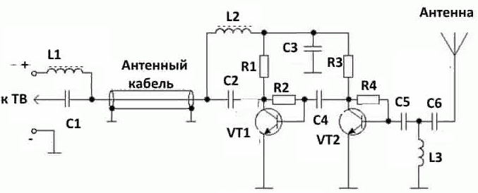 Antenas pastiprinātāja shēma