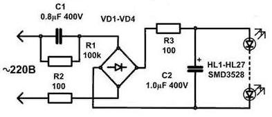 Obwód lampy LED