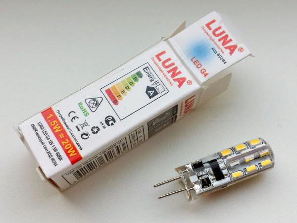 Primjer LED svjetiljke s G4 utičnicom i 12 V napajanjem